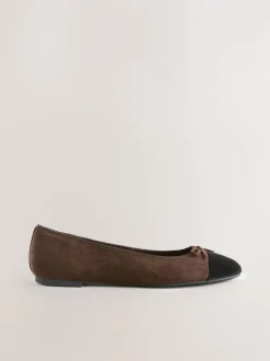 Chocolate Brown Standard/Wide Fit Round Toe Ballerina Shoes