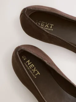 Chocolate Brown Standard/Wide Fit Round Toe Ballerina Shoes