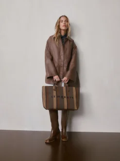 Chocolate Brown Stripe Shoulder Bag