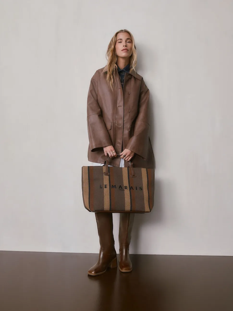 Chocolate Brown Stripe Shoulder Bag