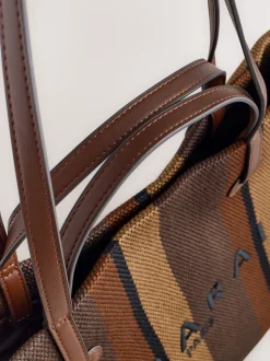 Chocolate Brown Stripe Shoulder Bag