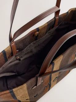 Chocolate Brown Stripe Shoulder Bag