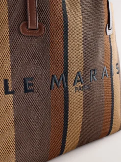Chocolate Brown Stripe Shoulder Bag