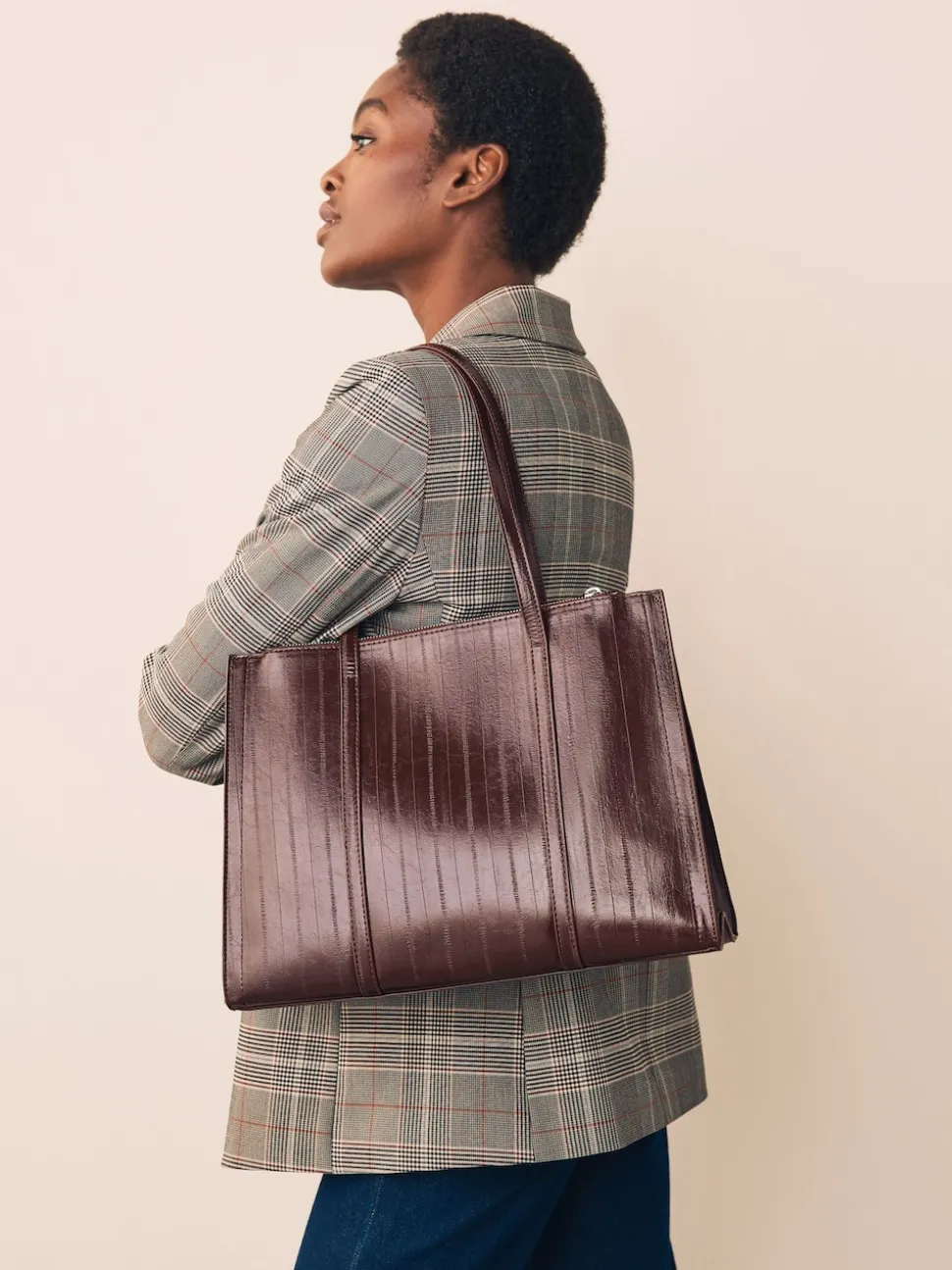 Chocolate Brown Structured Tote Bag