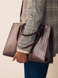 Chocolate Brown Structured Tote Bag