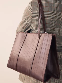 Chocolate Brown Structured Tote Bag