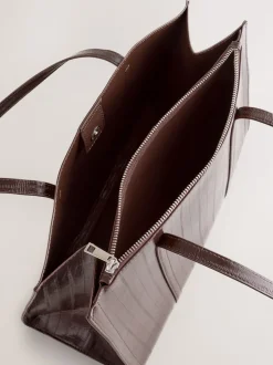 Chocolate Brown Structured Tote Bag