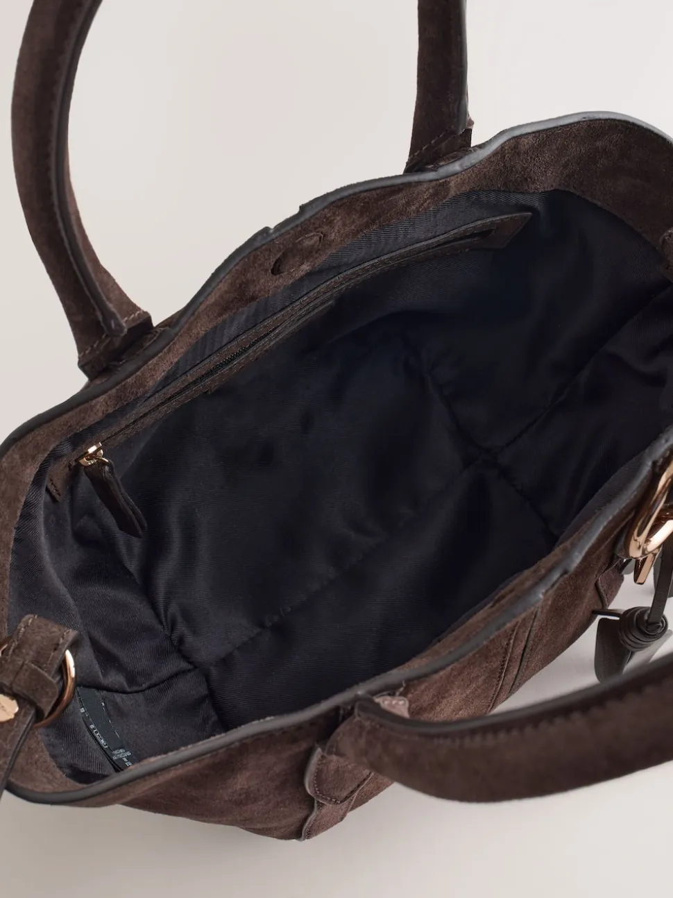 Chocolate Brown Suede Flower Charm Cross-Body Bag