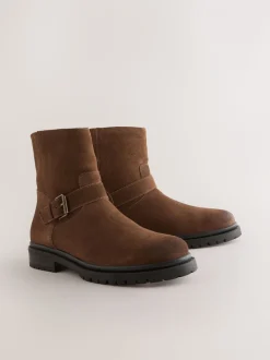Chocolate Brown Suede Forever Comfort® Biker Ankle Boots