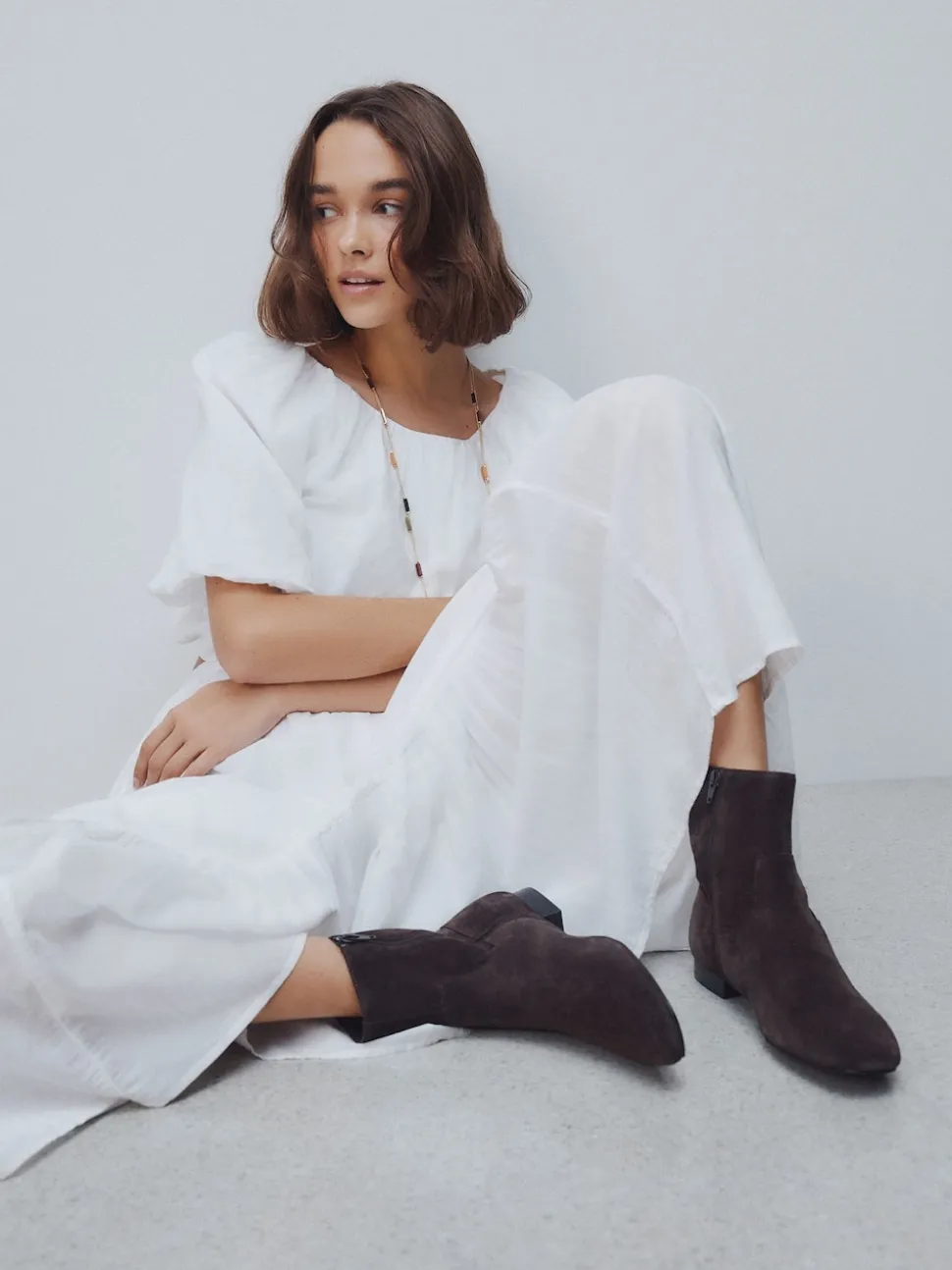 Chocolate Brown Suede Forever Comfort® Flat Ankle Boots