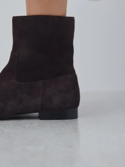 Chocolate Brown Suede Forever Comfort® Flat Ankle Boots