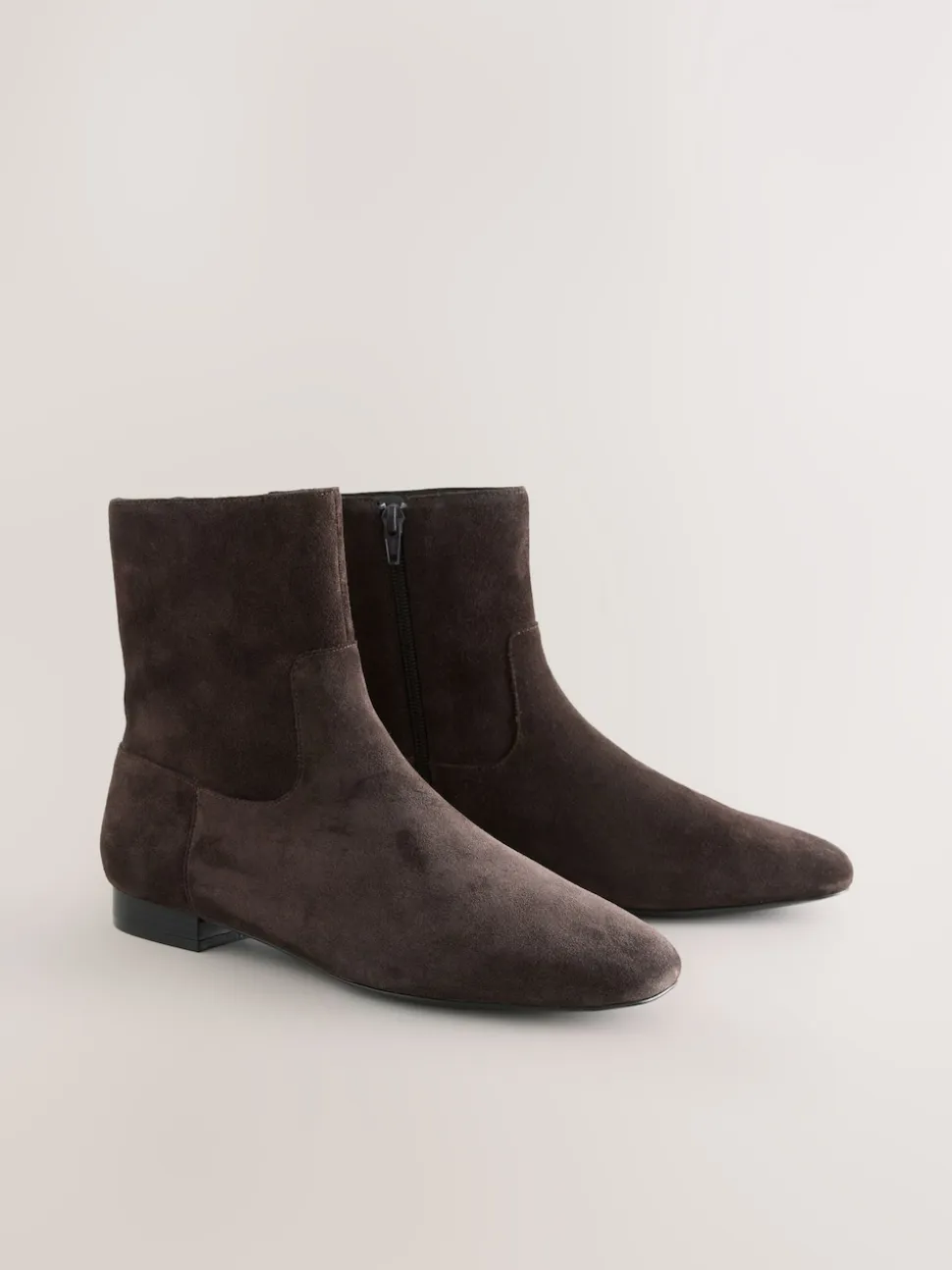 Chocolate Brown Suede Forever Comfort® Flat Ankle Boots