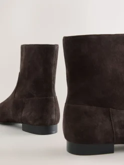 Chocolate Brown Suede Forever Comfort® Flat Ankle Boots