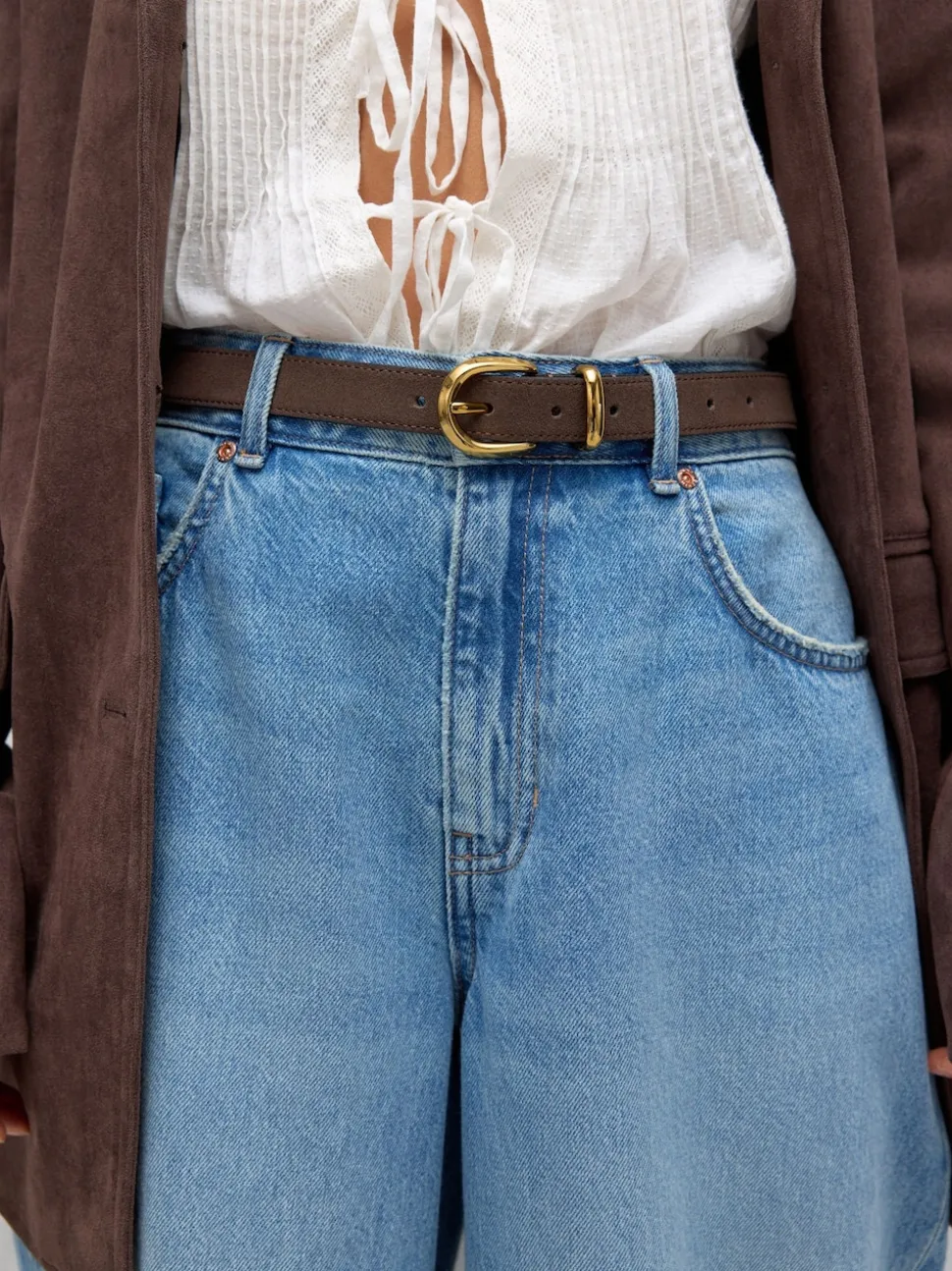 Chocolate Brown Suede N. Premium Made In Italy Mid Width Belt