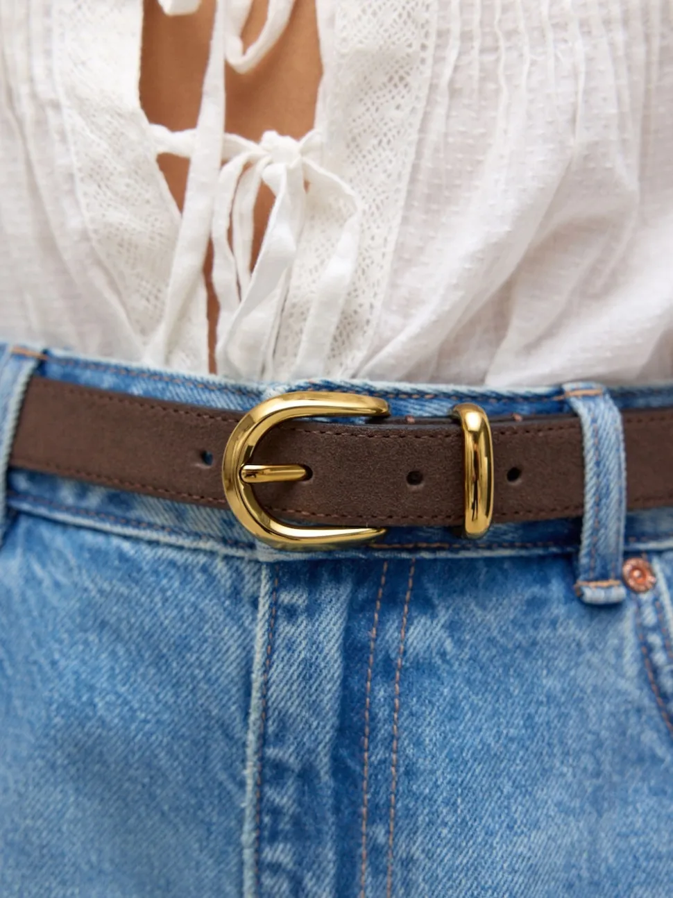 Chocolate Brown Suede N. Premium Made In Italy Mid Width Belt