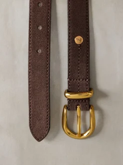 Chocolate Brown Suede N. Premium Made In Italy Mid Width Belt