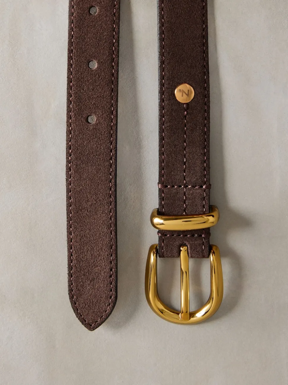 Chocolate Brown Suede N. Premium Made In Italy Mid Width Belt