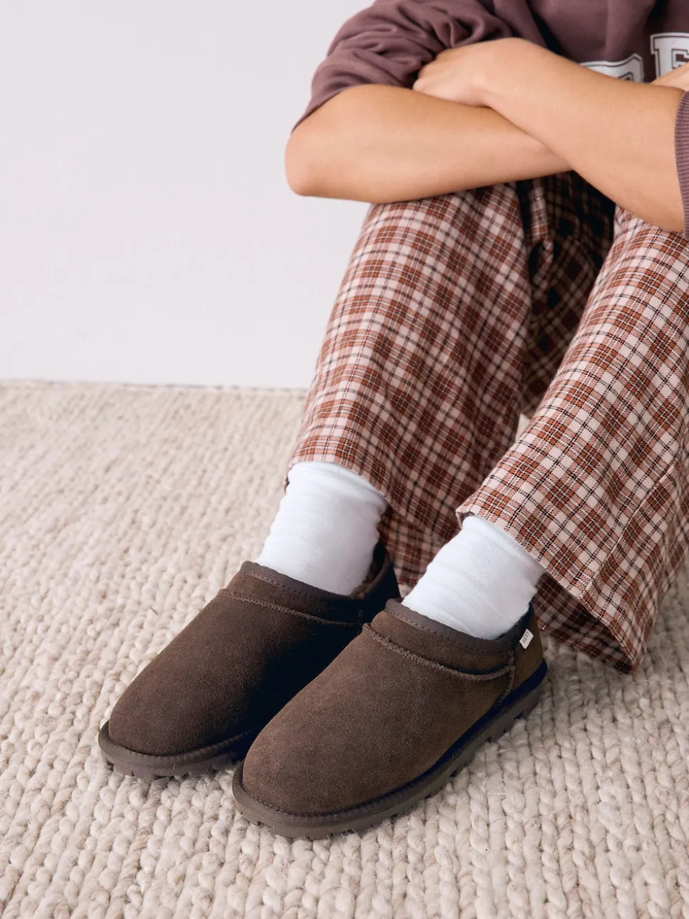 Chocolate Brown Suede Shoot Slippers