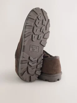 Chocolate Brown Suede Shoot Slippers