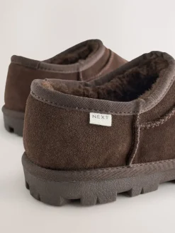 Chocolate Brown Suede Shoot Slippers