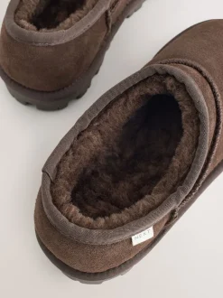 Chocolate Brown Suede Shoot Slippers