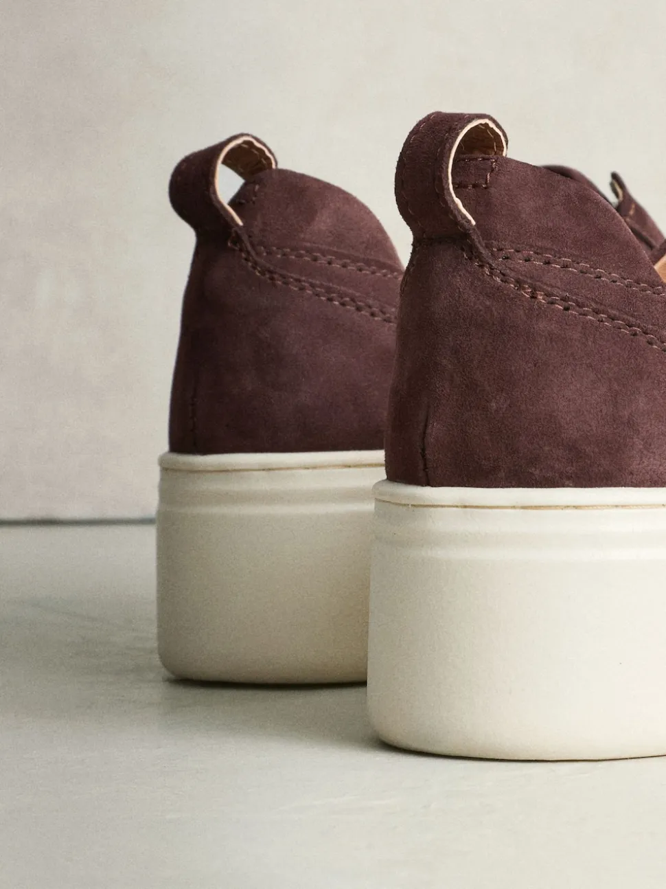Chocolate Brown Suede Signature Leather Chunky Wedge Platform Trainers