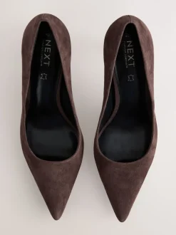 Chocolate Brown Suede Standard/Wide Fit Leather Mid Court Shoes