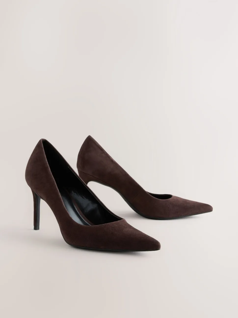 Chocolate Brown Suede Standard/Wide Fit Leather Mid Court Shoes