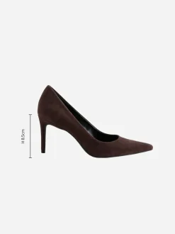 Chocolate Brown Suede Standard/Wide Fit Leather Mid Court Shoes