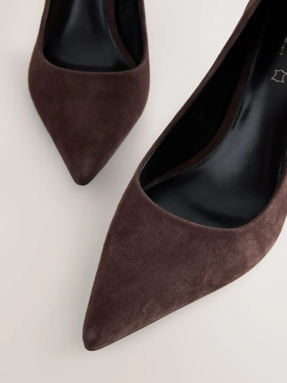 Chocolate Brown Suede Standard/Wide Fit Leather Mid Court Shoes