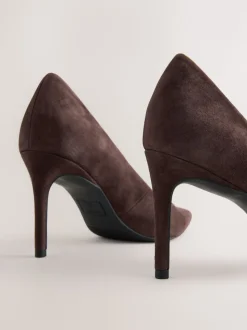 Chocolate Brown Suede Standard/Wide Fit Leather Mid Court Shoes