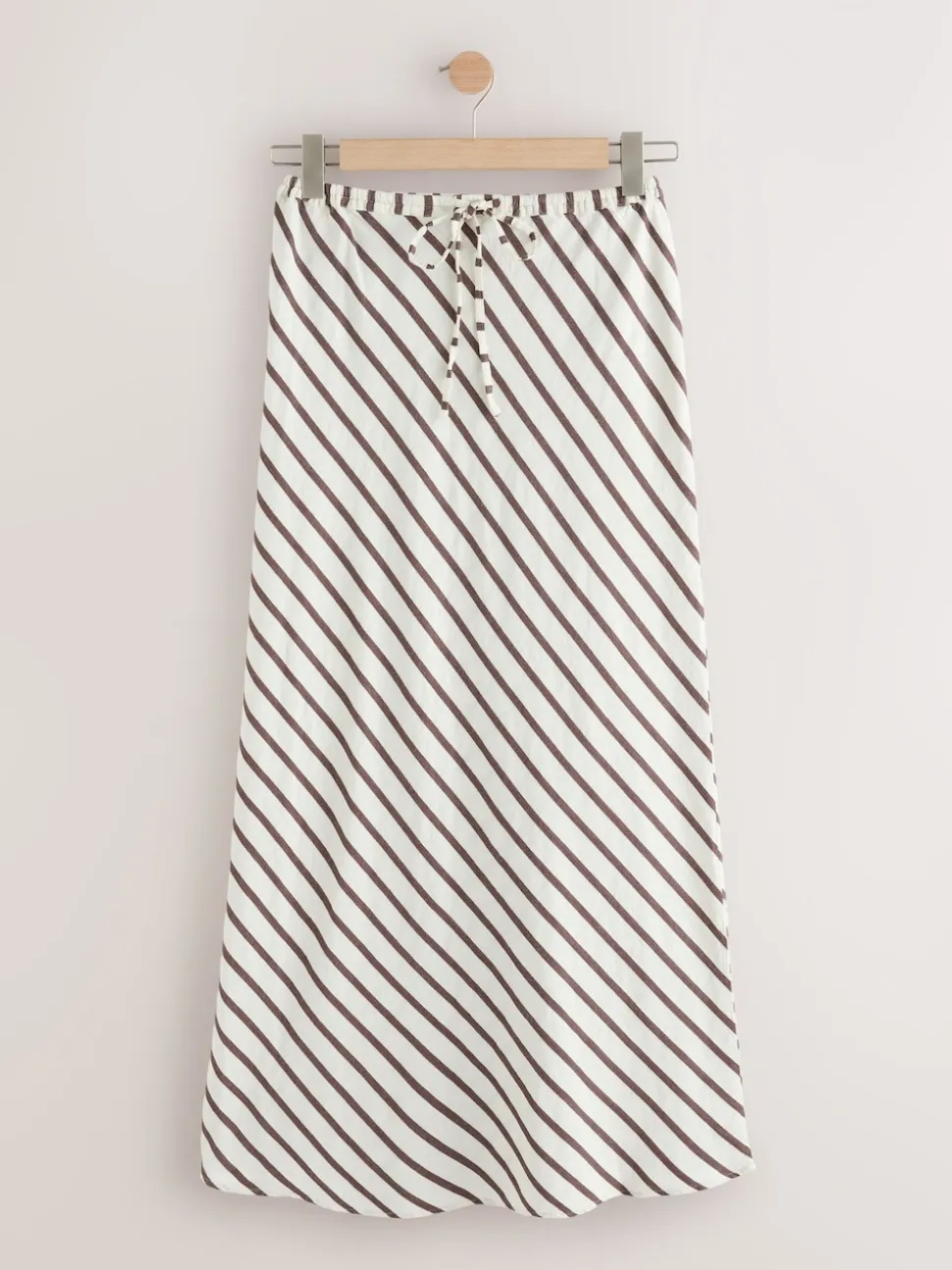 Chocolate Brown Summer Column Skirt With Linen