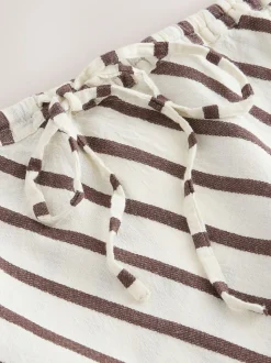 Chocolate Brown Summer Column Skirt With Linen