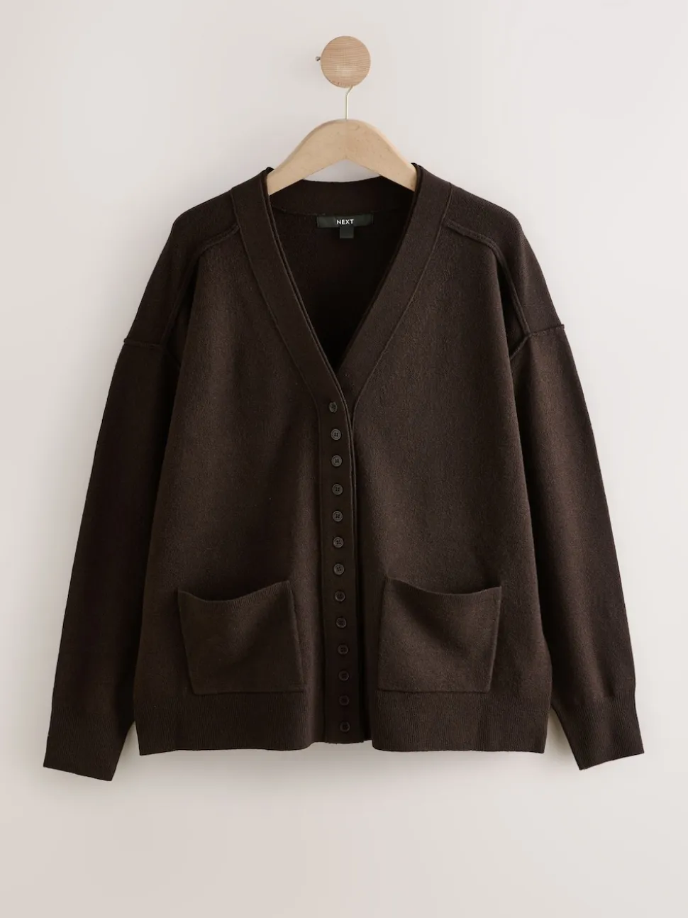 Chocolate Brown Supersoft V-Neck Cardigan With Pockets