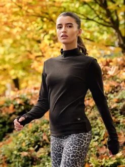 Chocolate Brown Thermal Soft Touch Long Sleeve High Neck Top
