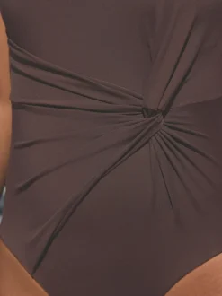 Chocolate Brown Twist Scoop Tummy Control Swimsuit