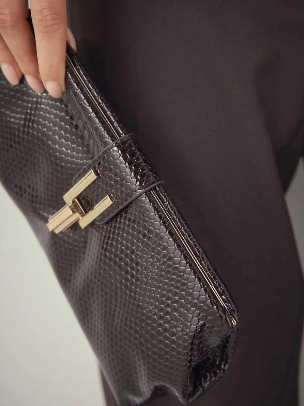 Chocolate Brown Volume Clutch Bag