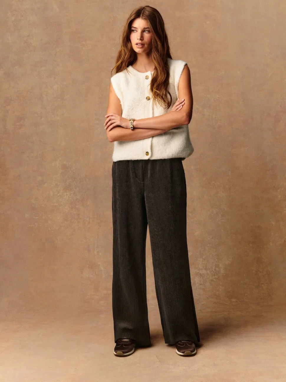 Chocolate Brown Wide Leg Soft Cord Trousers