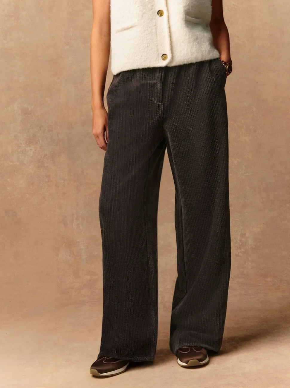 Chocolate Brown Wide Leg Soft Cord Trousers