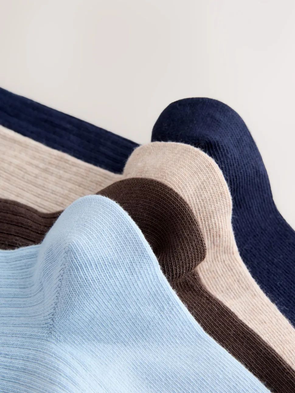 Chocolate Brown/Blue Ribbed Ankle Socks 4 Pack