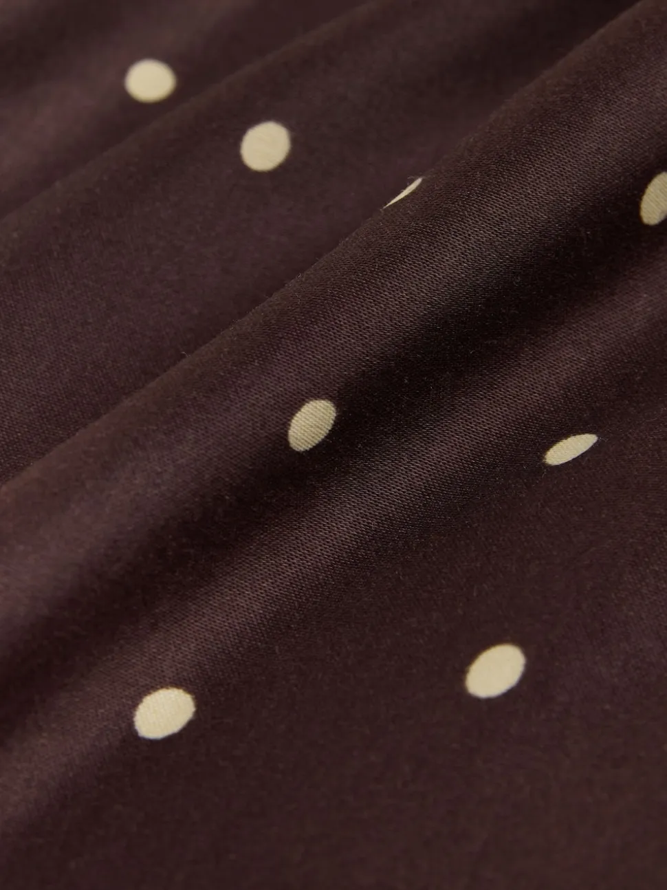 Chocolate Brown/Cream Polka Dot Satin Midi Skirt