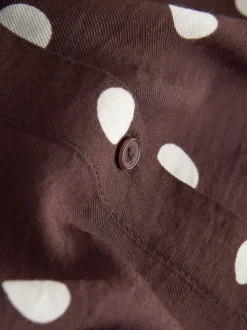 Chocolate Brown/Ecru Polka Dot Long Sleeve Midi Shirt Dress