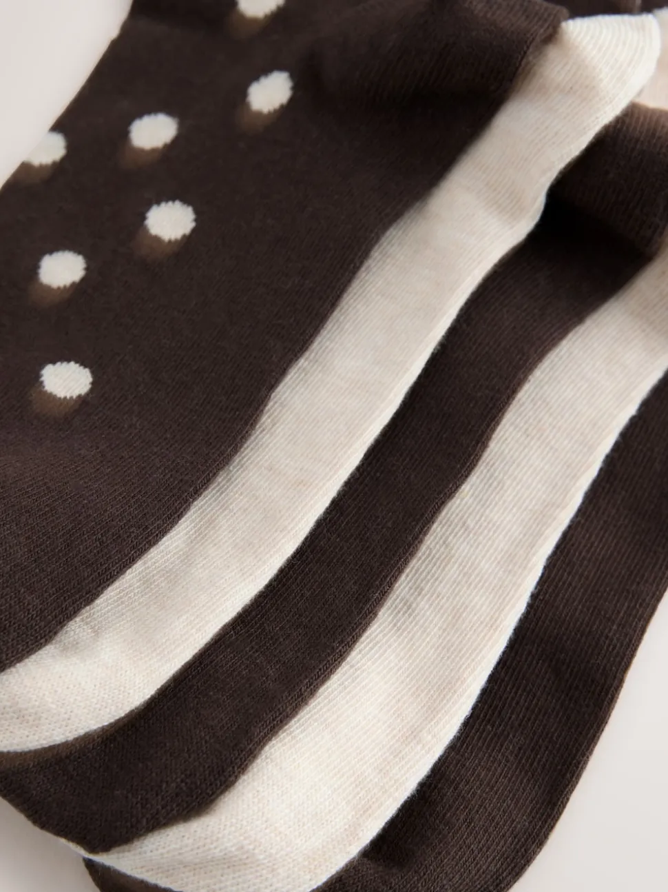 Chocolate Brown/White Spot Ankle Socks 5 Pack