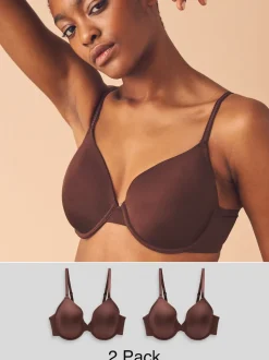 Chocolate Nude Full Cup A-E Smoothing Ultimate Comfort Bras 2 Pack