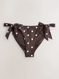 Chocolate/Cream Polka Dot Tie Side Bikini Bottoms