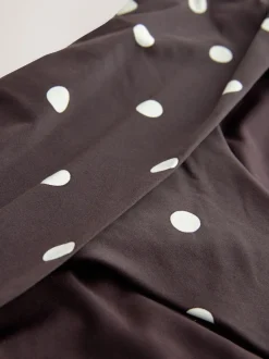 Chocolate/Cream Polka Dot Roll Top Bikini Bottoms