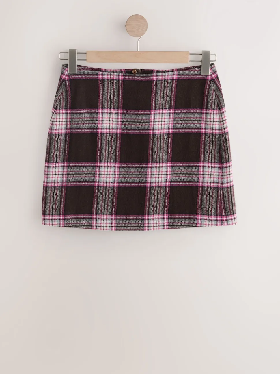 Chocolate/Pink Check Mini Skirt