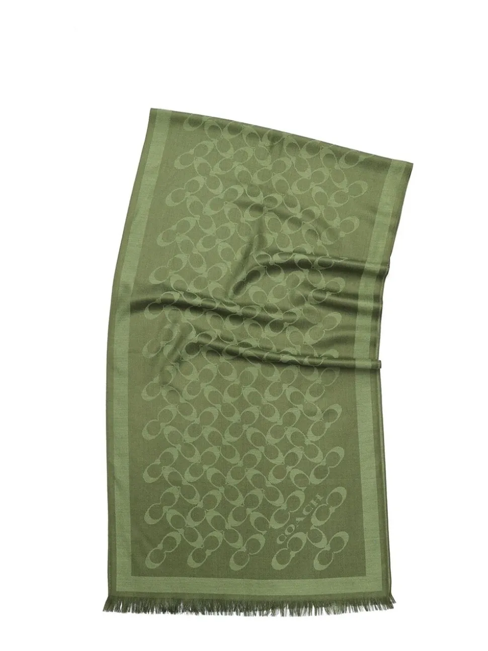 COACH Green Bias Signature C Oblong Scarf