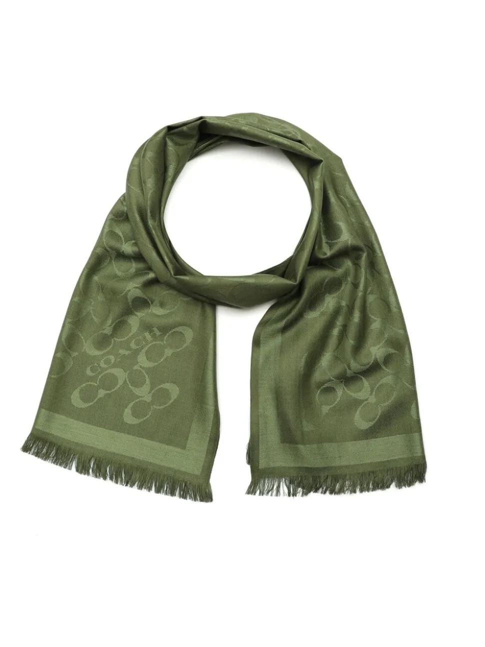 COACH Green Bias Signature C Oblong Scarf