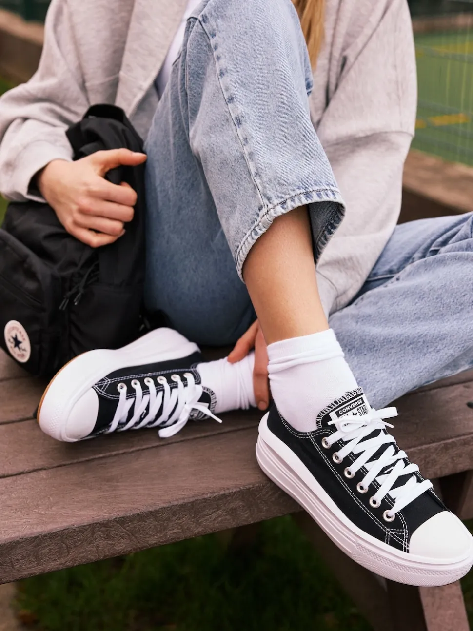 Converse Black All Star Move Chuck Ox Platform Trainers